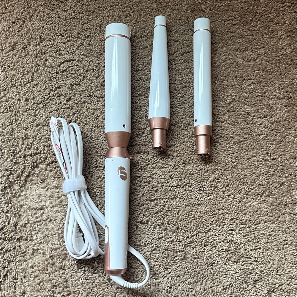 T3 White and Rose Gold Curling Iron Set